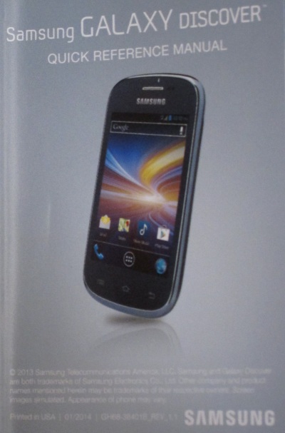 My new Android Phone - 
                It's a Samsung Cricket Galexy Discover Android phone SCH-R740 
                version 4.1.2 of Android - Kernel version 3.0.31-1506353
