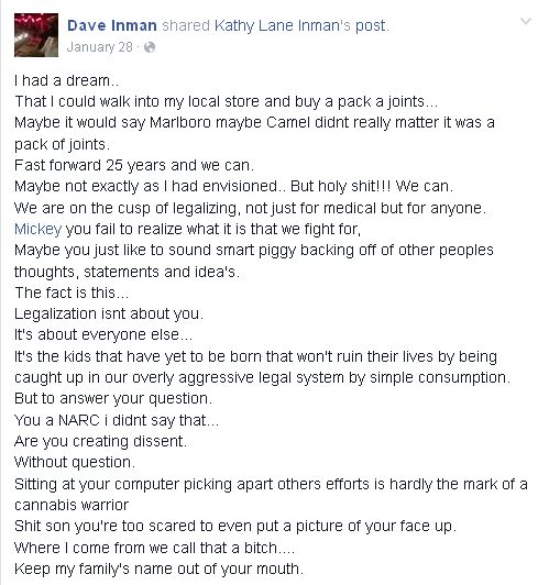 Dave Inman and Kathy Inman are calling me a narc