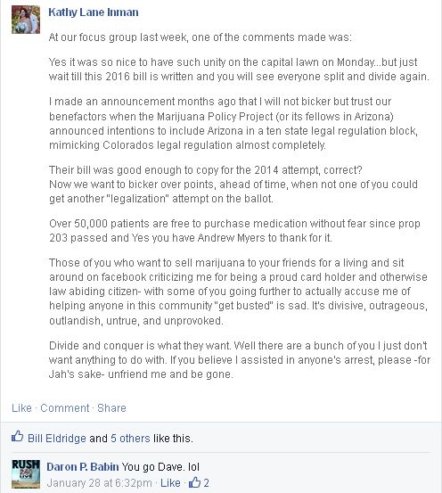 Dave Inman and Kathy Inman are calling me a narc