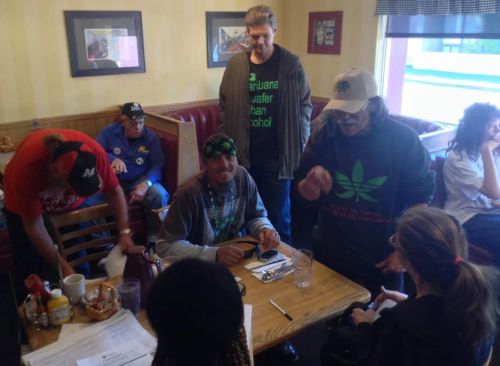 Some people who want to legalize marijuana meet at Jerry's Restaurant near 24th Street & Thomas Road in Phoenix.