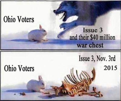 Ohio votes shut down Issue 3 -  When we legalize marijuana, we need to do it right and make marijuana completely legal for everybody. rabbit, wolf, mpp, marijuana policy project shut down in Ohio $40 million war chest