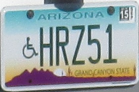 Chandler Christian Community Center van or bus with a new license plate on Wed, Nov 26, 2014 - it's an Arizona license handicapped license plate number HRZ51 - Trinity Donovan - Chandler, Arizona government