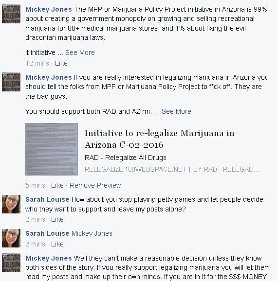 Sarah Louise gets a little testy about MPP initiative to legalize marijuana in Arizona