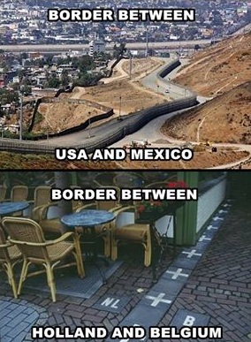 border between USA and Mexico, Holland and Belgium - America, Amerika, worlds largest police state