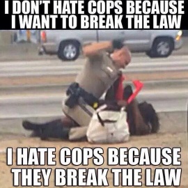 I don't hate honest law abiding police officers - I don't hate crooked cops because I want to break the law. - I hate crooked cops because they break the la